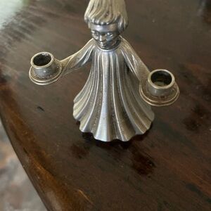 Italian pewter silver tone altar boy  Double-Taper Candle Holder - Unbranded
